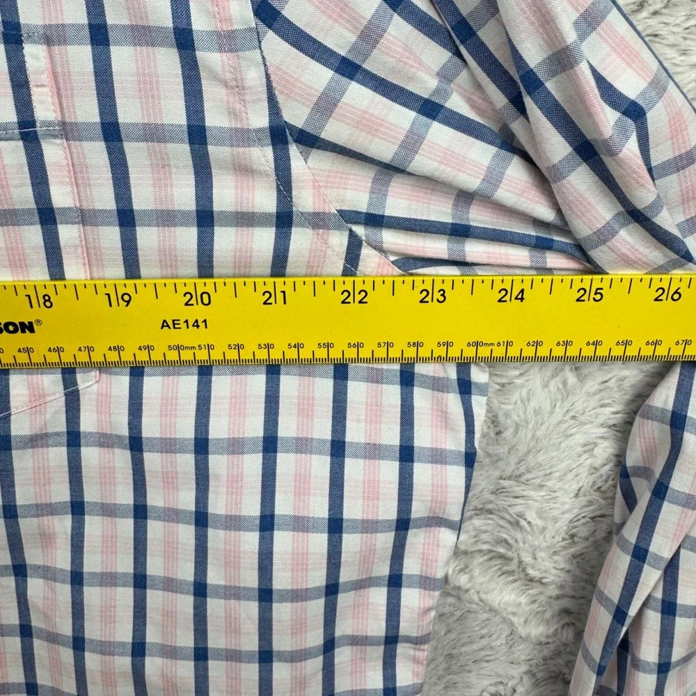 Banana Republic Shirt Grant Fit Men's XL Pink‎ Blue Plaid Cotton Button Down